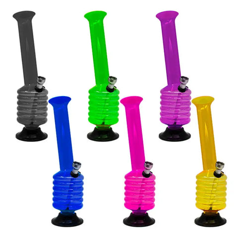 Assorted Color Multi Ring Base Acrylic Bong 10 Inches - Bongs