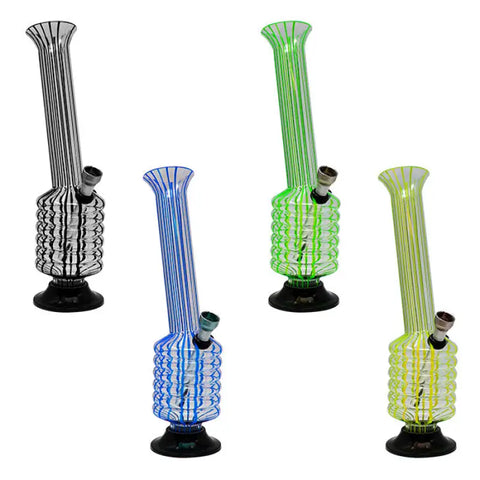 Assorted Color Multi Ring Striped Bong 10 Inches - Bongs