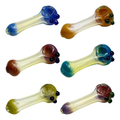 Assorted Color SIlver Fumed Frit Glass Pipe 4 Inches - Pipes