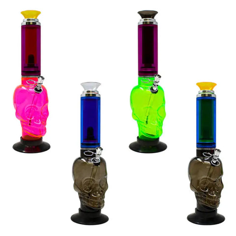 Assorted Color Skull Base Single Percolator Acrylic Bong 20 Inches - Bongs