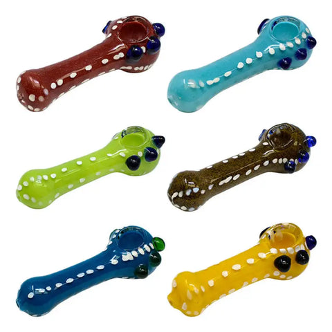 Assorted Color White Dotted Frit Glass Pipe 4 Inches - Pipes