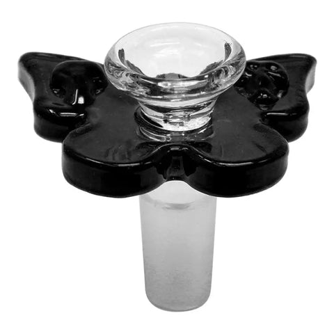 Black Glass Butterfly Bong Bowl 14 Mm - Smoking Accessories