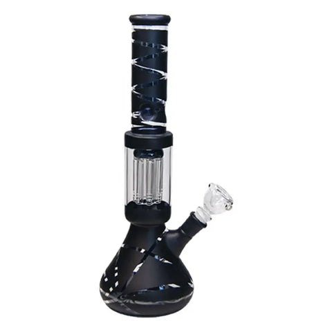 Black Striped Tree Percolator Bong 14 Inches - Bongs