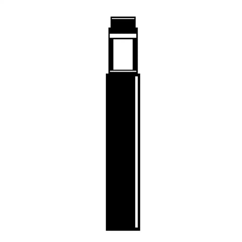 Black vape pen or e-cigarette device with a clear tank section at the top.