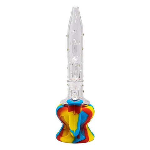 Blue Cactus Style 9 Inches Silicone Glass Bong - Bongs