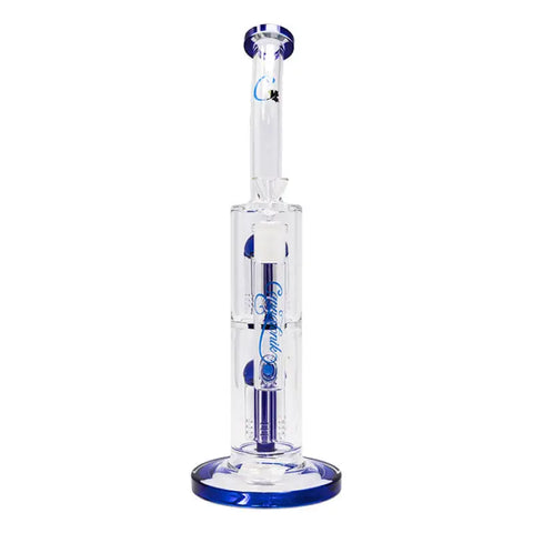 Blue Cannatonik Double Percolator 14 Inches Glass Bong - Bongs