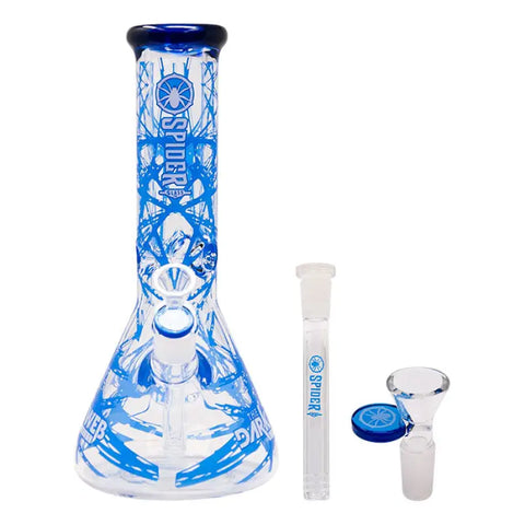 Blue Darkweb Series Spider Glass Beaker Bong 12 Inches - Bongs