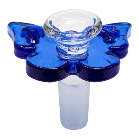 Blue Glass Butterfly Bong Bowl 14 Mm - Smoking Accessories