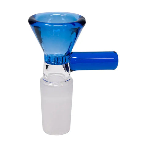 Blue Glass Honey Comb Bowl With Straight Handle 14MM - Bongs