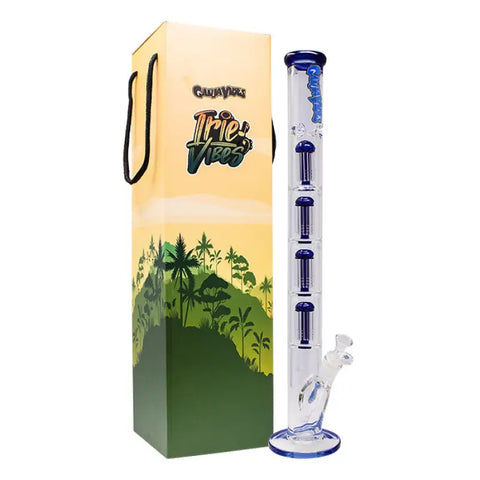 Blue Irie Vibes 24 Inches Four Percolator Ganjavibes Glass Bong - Bongs