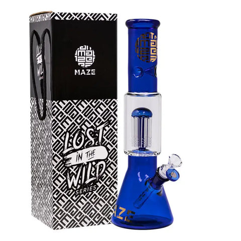 Blue Lost In The Wild Series 12-14 Inches Maze Glass Bong - Bongs