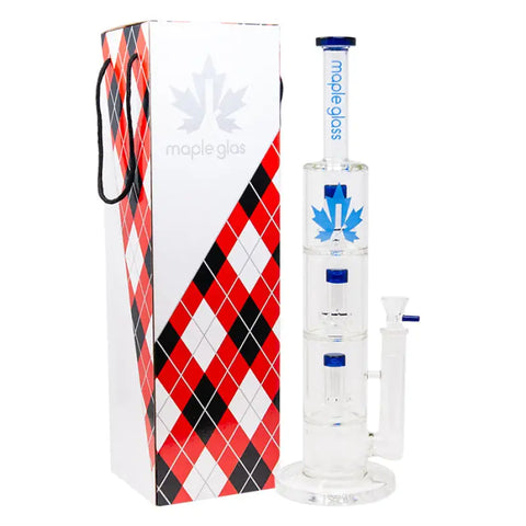 Blue Maple Glass Bong With Triple Tire Perc 18 Inches - Bongs