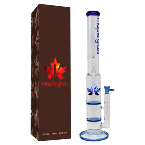 Blue Maple Glass Double Honey Comb Bong With Splash Guard - Bongs