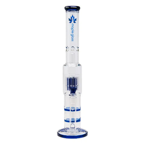 Blue Maple Glass Double Honey Comb Perc With Tree Perc And Splash Guard 20 Inches - Bongs