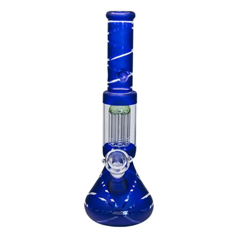 Blue Striped Tree Percolator Bong 14 Inches - Bongs