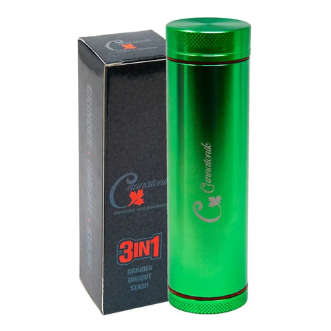 Cannatonik 3 In 1 Green Grinder Dugout Stash - Smoking Accessories