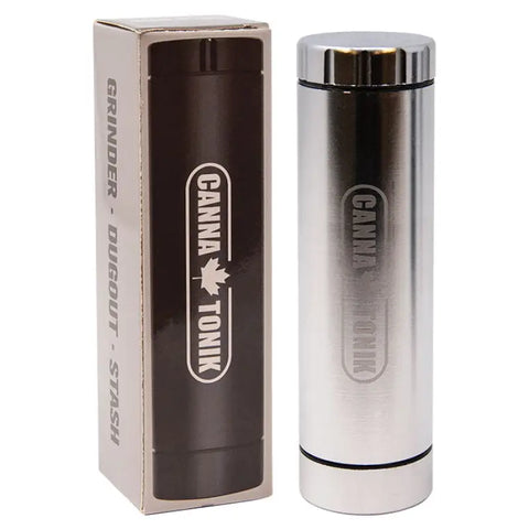 Cannatonik 3 In 1 Silver Grinder Dugout Stash - Smoking Accessories