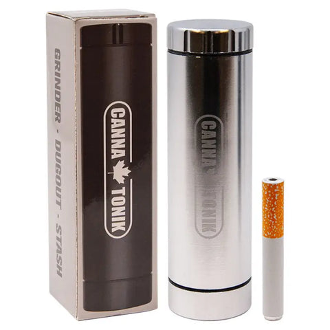 Cannatonik 3 In 1 Silver Grinder Dugout Stash - Smoking Accessories