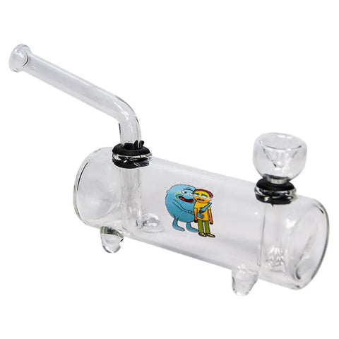 Clear Glass Rick N Morty Light Blue Hugs Water Pipe - Bongs