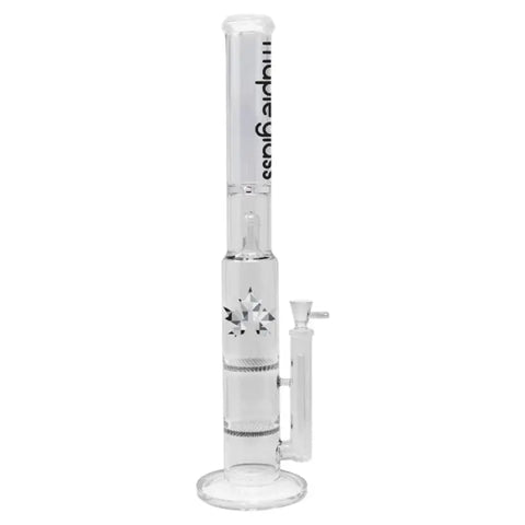 Clear Maple Glass Double Honey Comb Bong With Splash Guard - Bongs