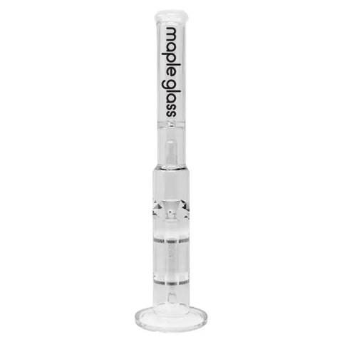 Clear Maple Glass Double Honey Comb Bong With Splash Guard - Bongs