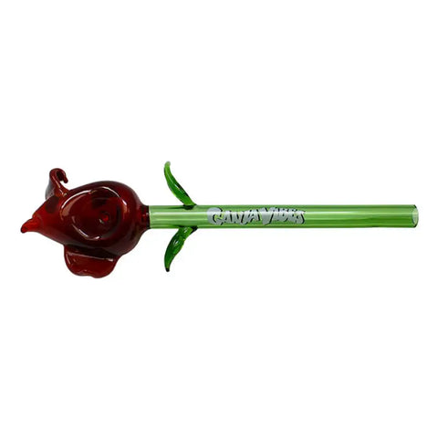 Ganja Vibes Red Rose 7 Inches Glass Pipe - Pipes