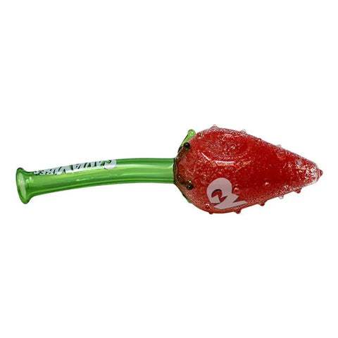 Ganja Vibes Strawberry 8 Inches Glass Pipe - Pipes