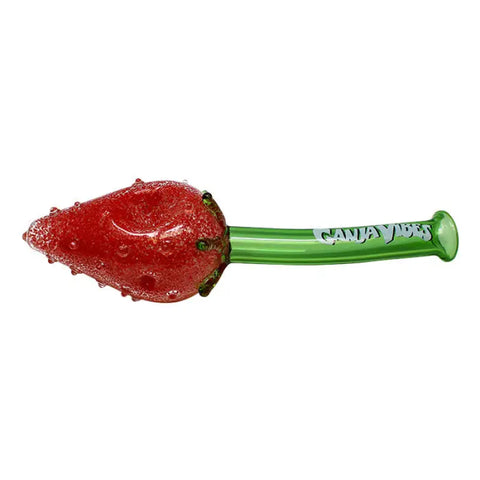 Ganja Vibes Strawberry 8 Inches Glass Pipe - Pipes