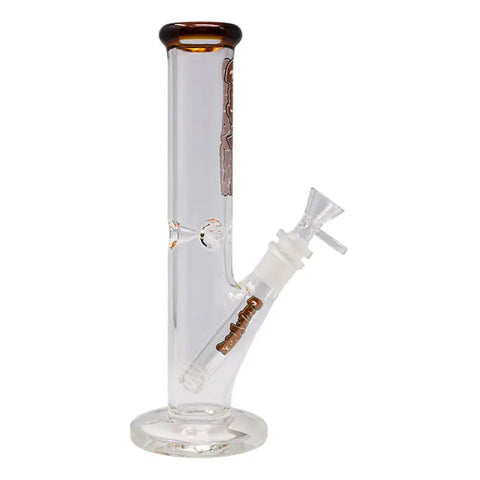 Ganjavibes Amber Straight Tube with Ice Catcher 10 Inches Glass Bong - Bongs