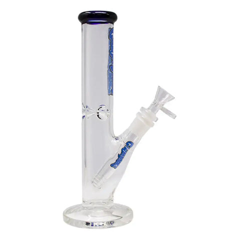 Ganjavibes Blue Straight Tube with Ice Catcher 10 Inches Glass Bong - Bongs