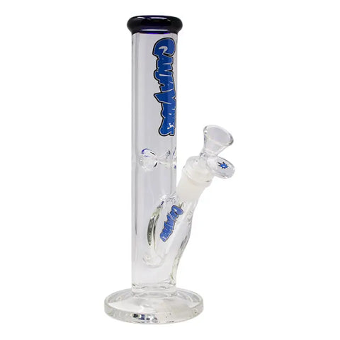 Ganjavibes Blue Straight Tube with Ice Catcher 10 Inches Glass Bong - Bongs