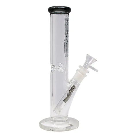 Ganjavibes Grey Straight Tube with Ice Catcher 10 Inches Glass Bong - Bongs