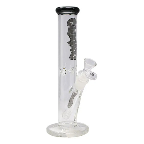 Ganjavibes Grey Straight Tube with Ice Catcher 10 Inches Glass Bong - Bongs