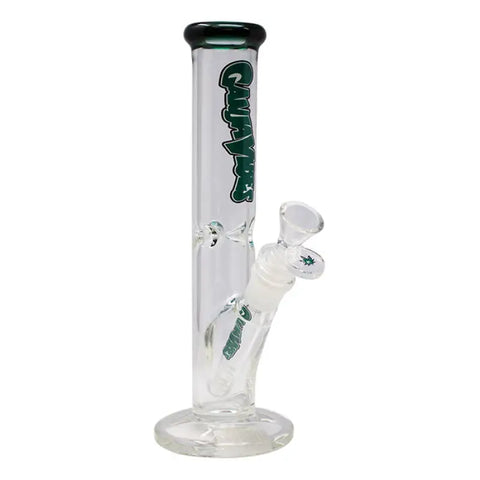 Ganjavibes Teal Straight Tube with Ice Catcher 10 Inches Glass Bong - Bongs