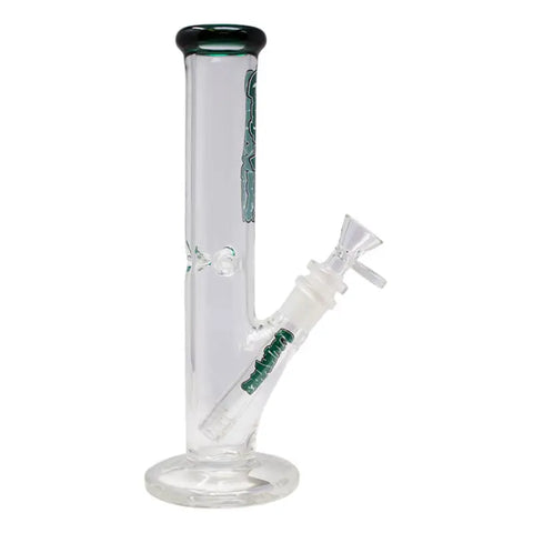 Ganjavibes Teal Straight Tube with Ice Catcher 10 Inches Glass Bong - Bongs