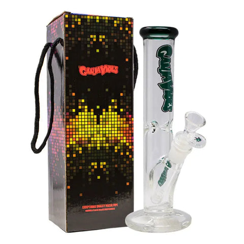 Ganjavibes Teal Straight Tube with Ice Catcher 10 Inches Glass Bong - Bongs