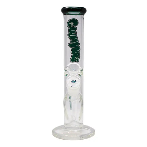 Ganjavibes Teal Straight Tube with Ice Catcher 10 Inches Glass Bong - Bongs