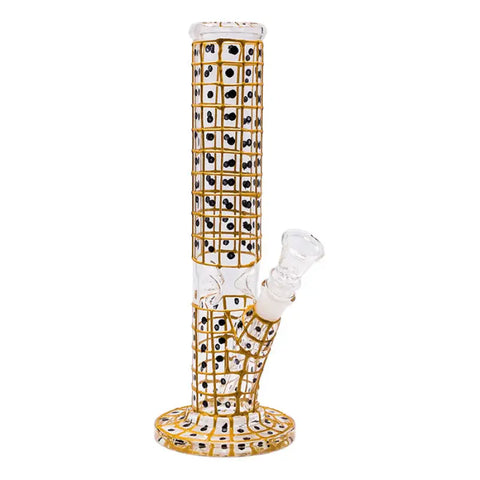 Gold Detailed Hand Painted 10 Inches Glass Bong - Bongs