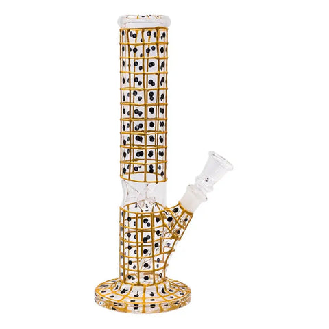 Gold Detailed Hand Painted 10 Inches Glass Bong - Bongs