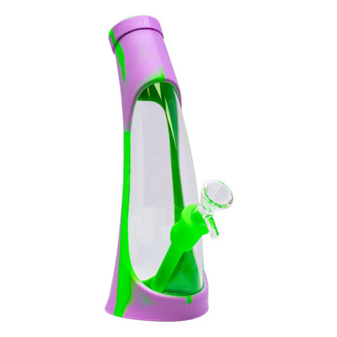 Green Curved Bottled Shape Silicone Bong - Bongs