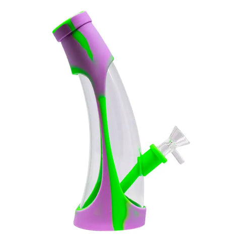 Green Curved Bottled Shape Silicone Bong - Bongs