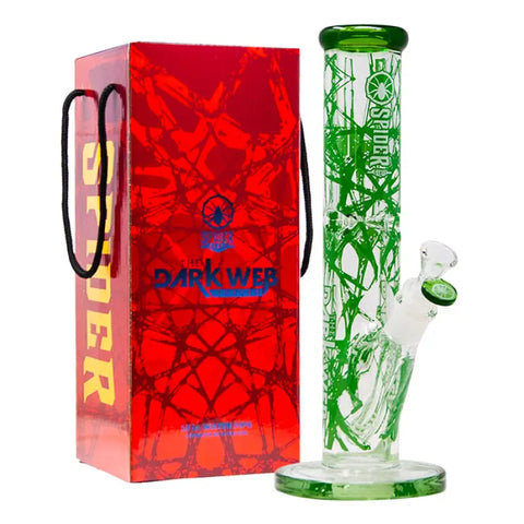 Green Darkweb Series 12 Inches Bong from the house of Spider Glass - Bongs