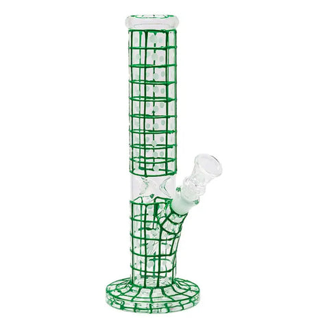 Green Detailed Hand Painted 10 Inches Glass Bong - Bongs