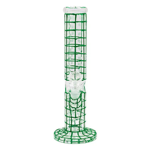 Green Detailed Hand Painted 10 Inches Glass Bong - Bongs