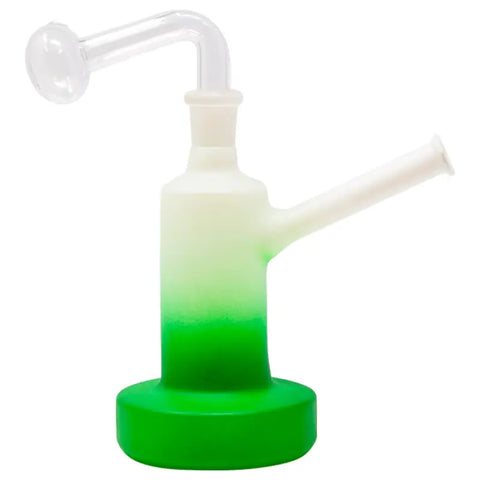 Green Flat Base Frosty Oil Bong 6 Inches - Bongs