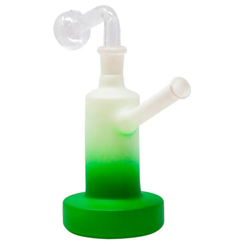 Green Flat Base Frosty Oil Bong 6 Inches - Bongs