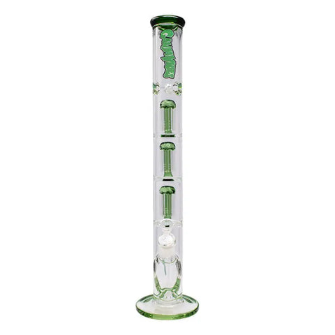 Green Irie Vibes 20 Inches Triple Tree Percolator Ganjavibes Glass Bong - Bongs