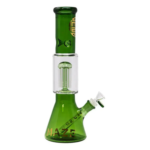 Green Lost In The Wild Series 12-14 Inches Maze Glass Bong - Bongs