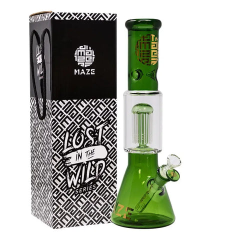 Green Lost In The Wild Series 12-14 Inches Maze Glass Bong - Bongs