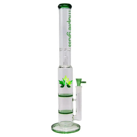 Green Maple Glass Double Honey Comb Bong With Splash Guard - Bongs